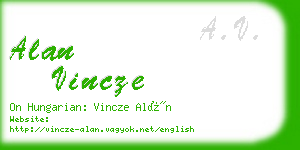 alan vincze business card